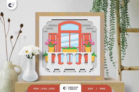 Balcony with Flowers 3D Light Box SVG: A Unique Way to Bring Spring Indoors