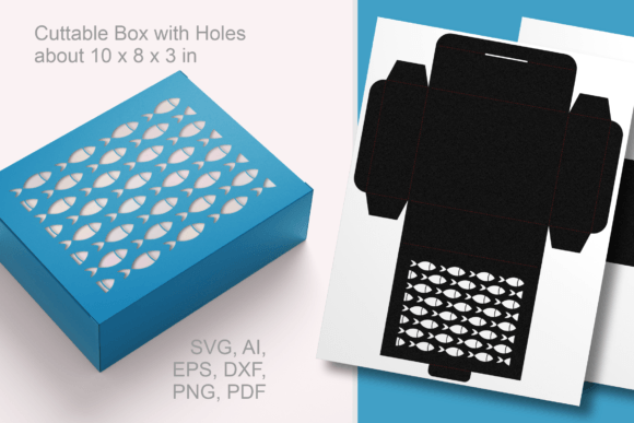 Bevy of Small Fishes Rectangular Box SVG