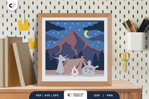 Camping with Dad 3D Layered Papercut: A Unique Creative Resource for Nature-Loving Crafters