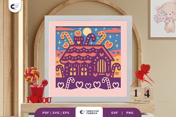 Candy House Valentine 3D Paper Cut
