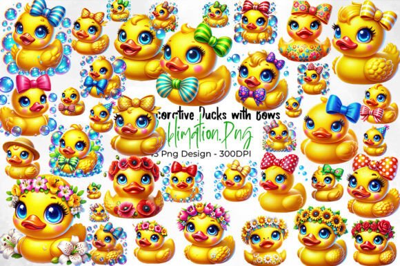 Cute Decorative Ducks with Bows Clipart: A Versatile Digital Resource for Creative Projects