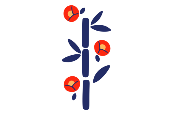 Decorative Bamboo Blossom Branch. Styliz