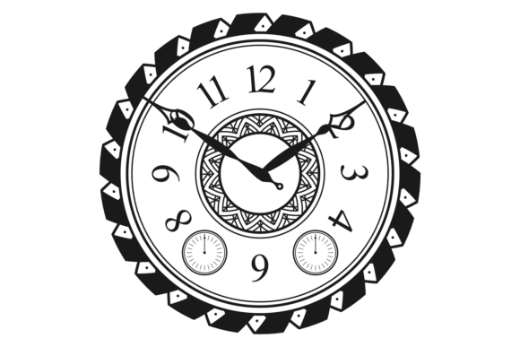 Decorative Clock Black Drawing. Time Wat: Strategic Use for Modern Creativity and Communication