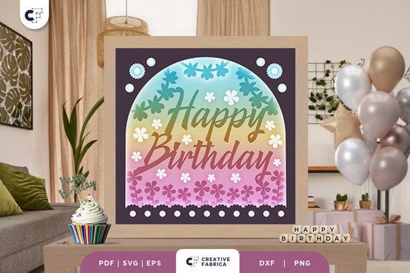 Decorative Floral Birthday 3D Shadow Box