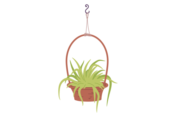 Decorative Flowerpot Color Icon. Hanging