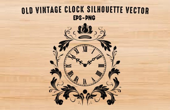 Decorative Old Clock Clipart Silhouette: A Timeless Addition to Modern Design