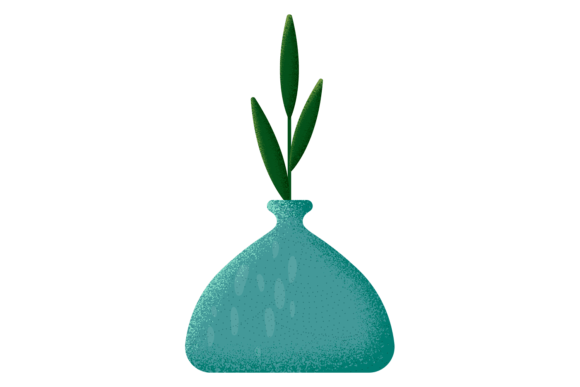 Decorative Vase with Green Plant Branch: A Versatile Design Element