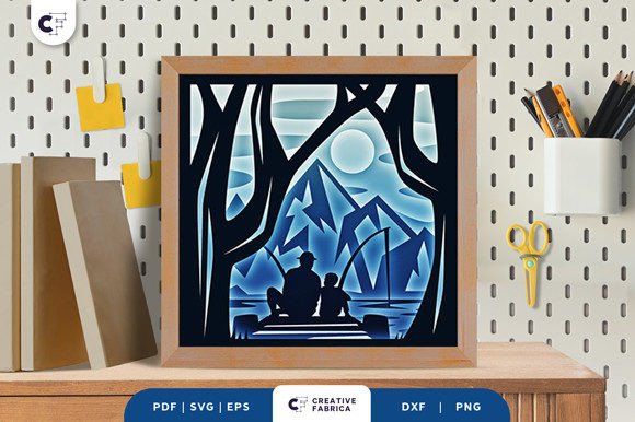 Father and Son Shadow Box Paper Cut