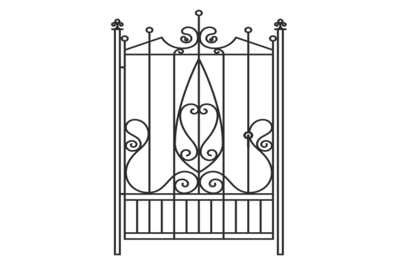 Forged Iron Gate. Decorative Wrought Met