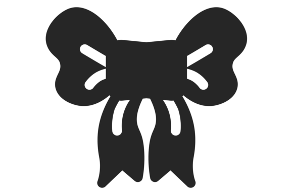 Gift Bow Black Icon. Decorative Ribbon S