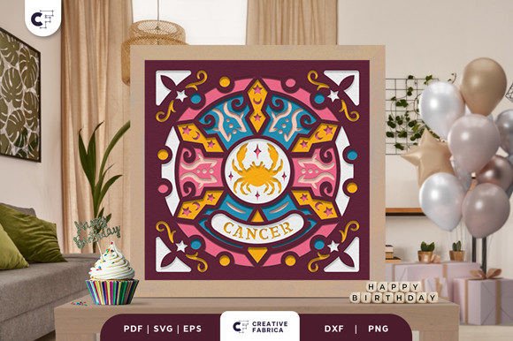 Kaleidoscope Cancer Mandala 3D SVG: A Creative Expression of the Zodiac