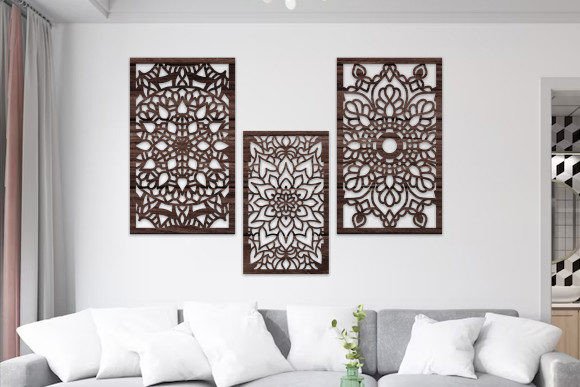 Laser Cut Mandala Decorative Panel Set