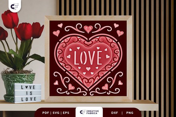 LOVE Heart Shape 3D Light Box Papercut