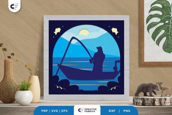 Man Fishing in the Lake 3D Shadow Box: A Creative and Engaging Hobby Project
