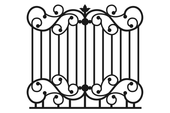 Ornate Park Fence: Decorative Black Wrought Iron in Modern Design