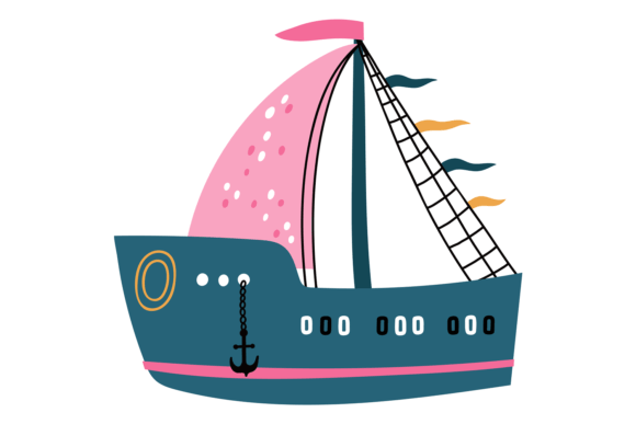 Pink Sail Boat Decor: A Cute Ship in Decorative Baby Style