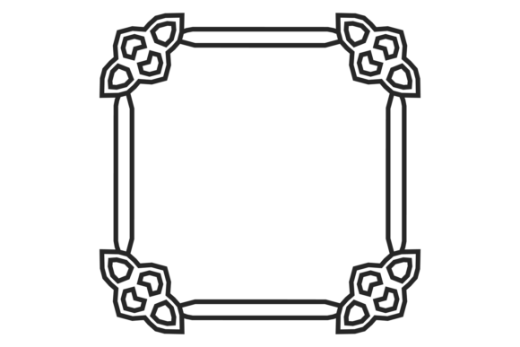 Retro Decorative Frame. Black Line Ornat