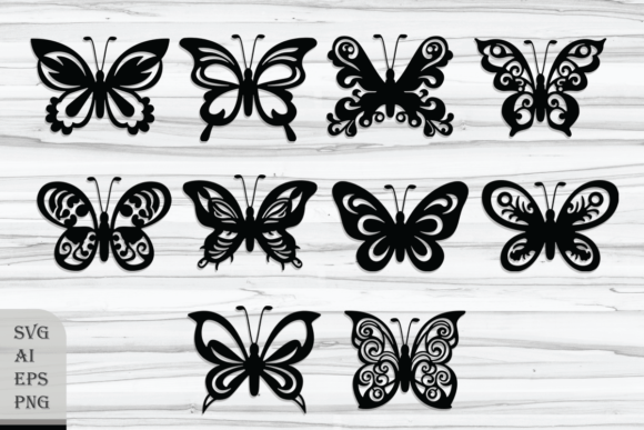 Set of Decorative Butterfly Silhouettes: A Versatile Design Resource