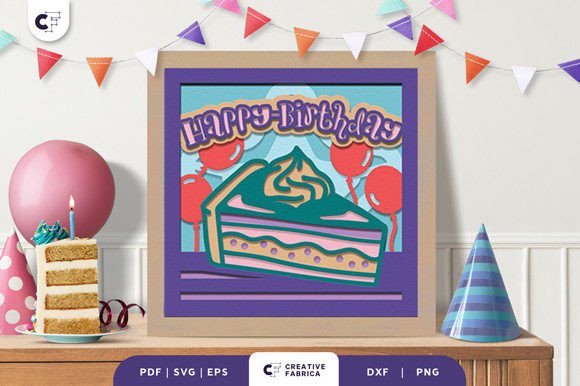 Slice of Cake Shadow Box Paper Cut SVG
