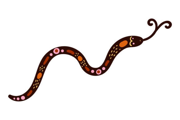 Snake Drawing in Folk Style. Decorative