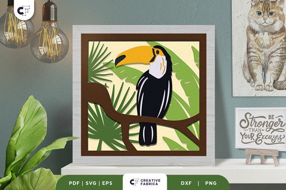 Tropical Toucan 3D Shadow Box Papercut: A Journey into the Rainforest