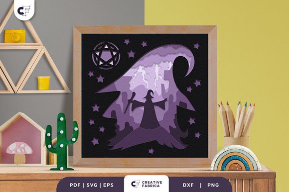 Wizard Silhouette 3D Light Box Paper Cut: A Spooky Addition to Your Halloween Decor